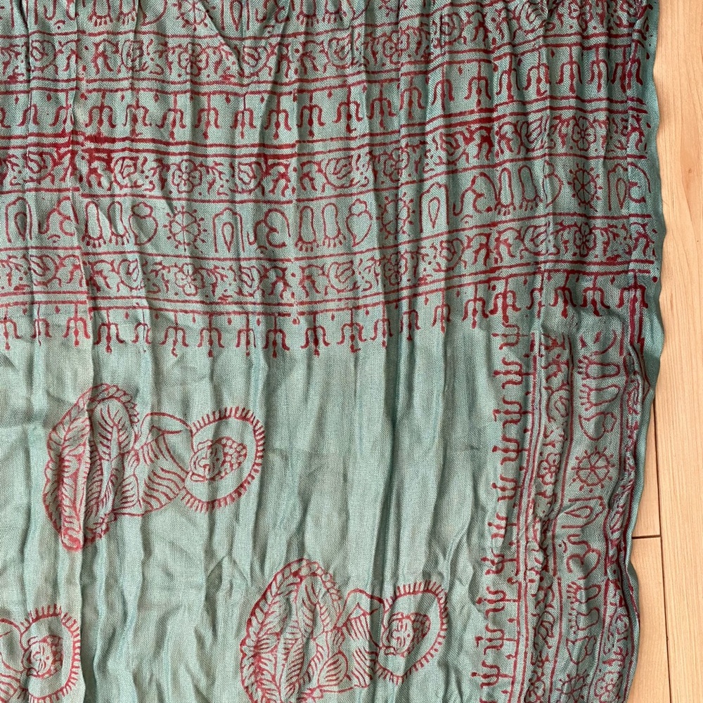 Boho/Buddha Red and Green Scarf